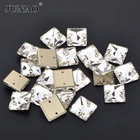 junao 12 14 16 22mm clear square k9 glass crystal sew on rhinestones flat back crystal beads sewing strass diamond for clothes