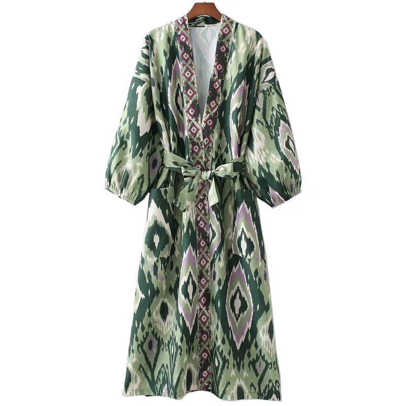 

Женское винтажное кимоно на бретельках, свободные платья с принтом, кардиган с V-образным вырезом, куртка оверсайз, женские шифоновые платья...
