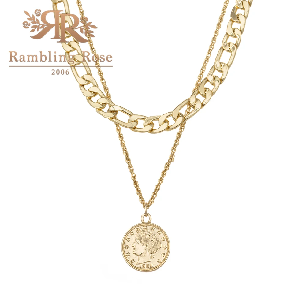 Винтажное ожерелье с подвеской в виде золотой монеты для женщин модное
