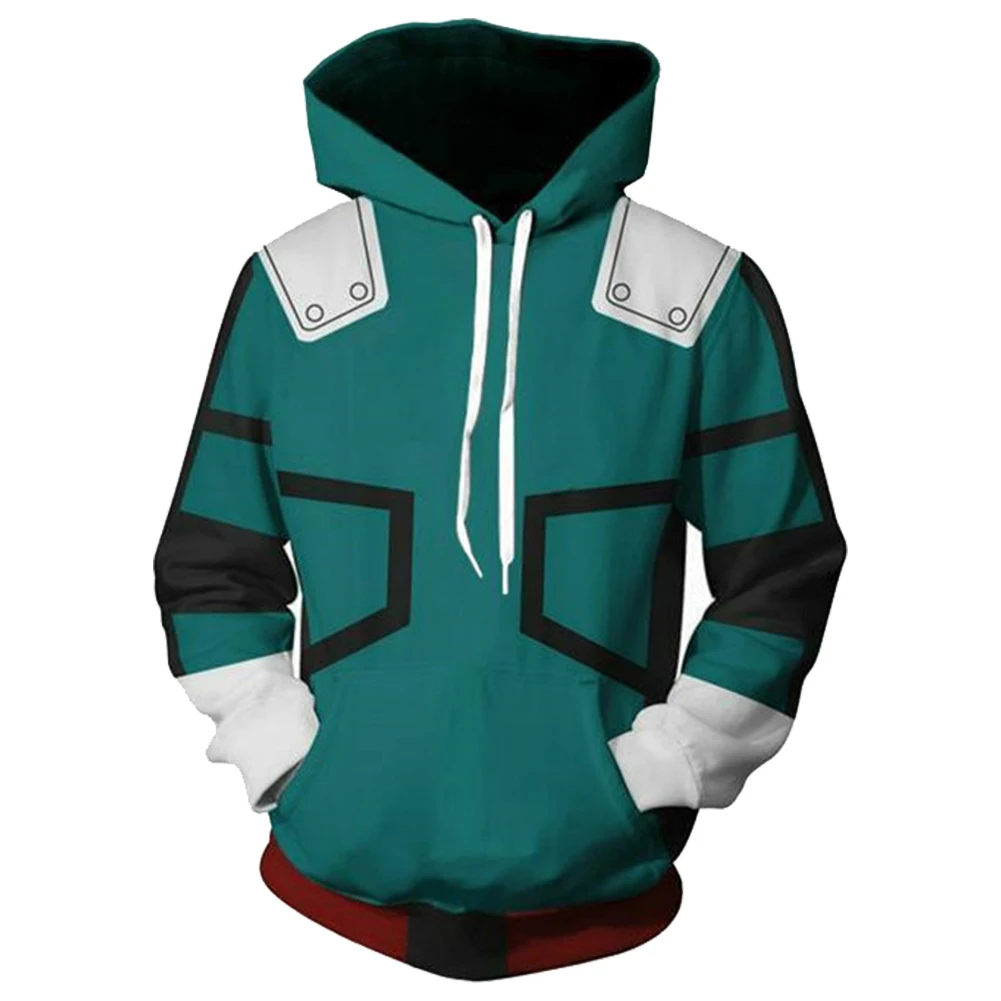 

My Hero Academia Boku Izuku Midoriya Cosplay Costumes Anime Deku Battle Green Hooded Jacket Hoodie Unisex