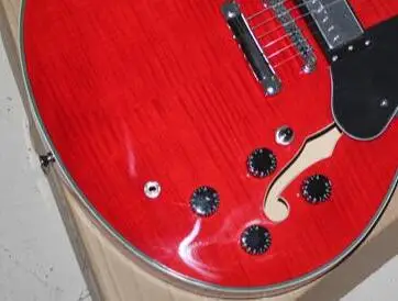 

China guitar factory custom 100% New hollow body Electric guitar red color Jazz guitar free shipping 11yue