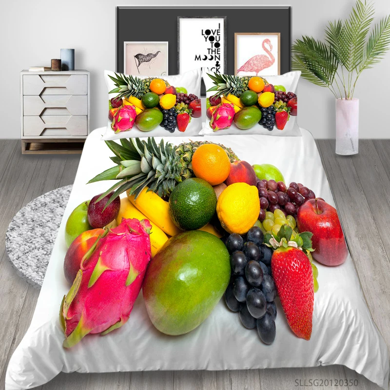 

Milsleep 3D Bedding Set King Size Duvet Cover Set Fresh Fruit Print Luxury Kids Child Girls Adult Bedroom Decoration Dropship