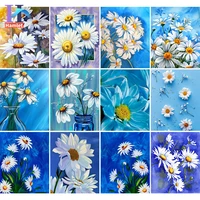 %e3%80%90hamle%e3%80%91diy painting by numbers daisy flowers oil painting abstract on canvas drawing by numbers wall decor handpainted kits gift