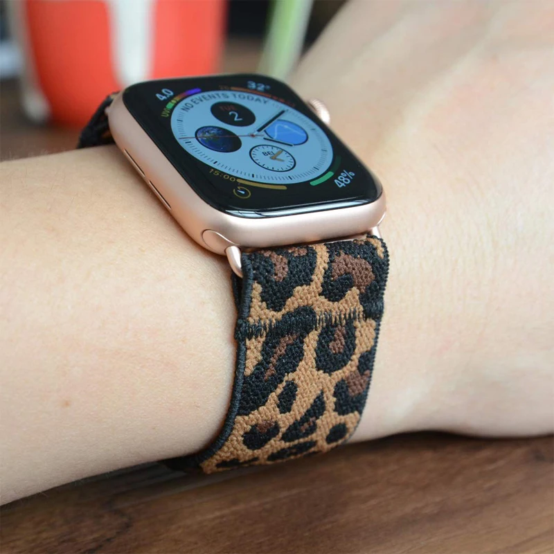 Эластичный нейлоновый ремешок для apple watch band 38 мм 40 42 44 двухслойный эластичный