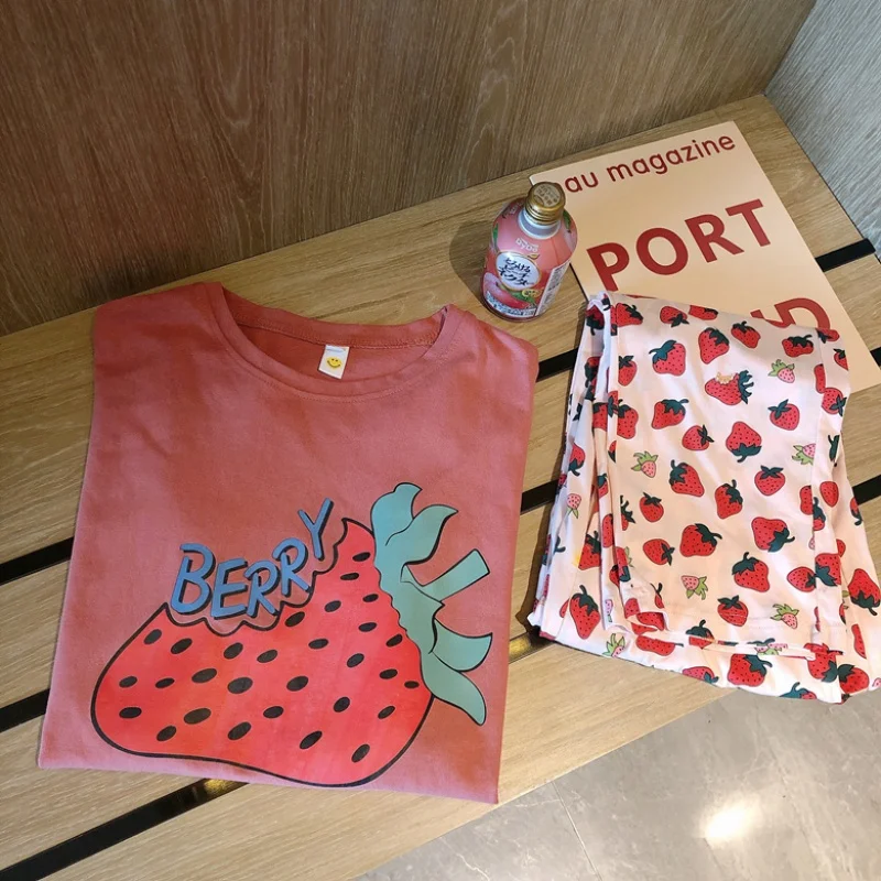 

Pajamas set for Women Sweet Cartoon Pyjamas Long Sleeve Sleepwear Long Trousers+Pants Female Home Clothes