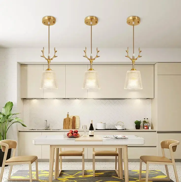 Все медные творческий ресторан светильник проход маленькая люстра одна