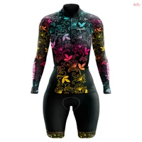 vezz0 womens cycling jumpsuitshorts with gelfemale cyclist set overalls long sleeve cycling suit little monkeys clothing kit