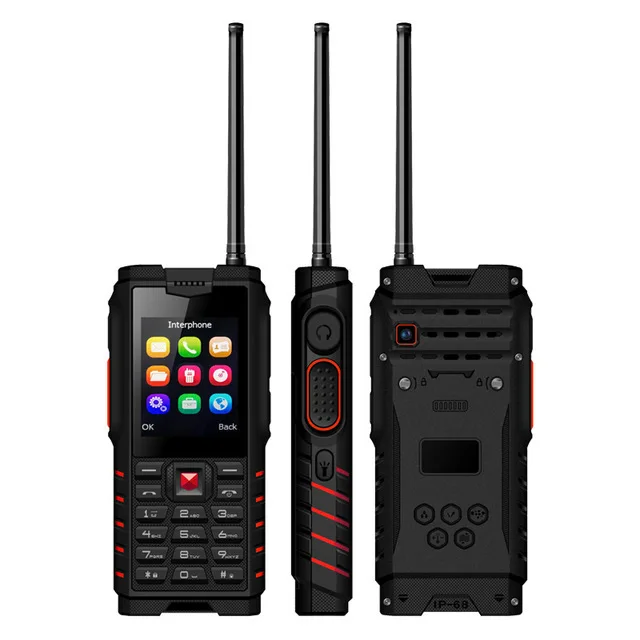 Black Red Ioutside T2 Quad Band power Bank телефон 2,4 дюймов 1.3MP задняя камера Bluetooth FM IP68 Водонепроницаемая рация 4500 мАч батарея - Цвет: Black Red