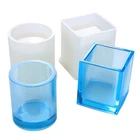 Силиконовая форма сделай сам, подставка для ручек куб, цилиндр из эпоксидной смолы, литые формы, чашка, цветок, растение, горшок, настольный органайзер, формы ручной работы