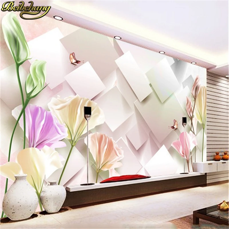 Квадратные цветы бабочки beibehang фотообои на заказ настенная 3d Бумага для стен