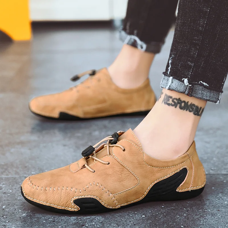 

Spring Autumn Men's Casual Faux Leather Flat Shoes Outside Mixed Color J15