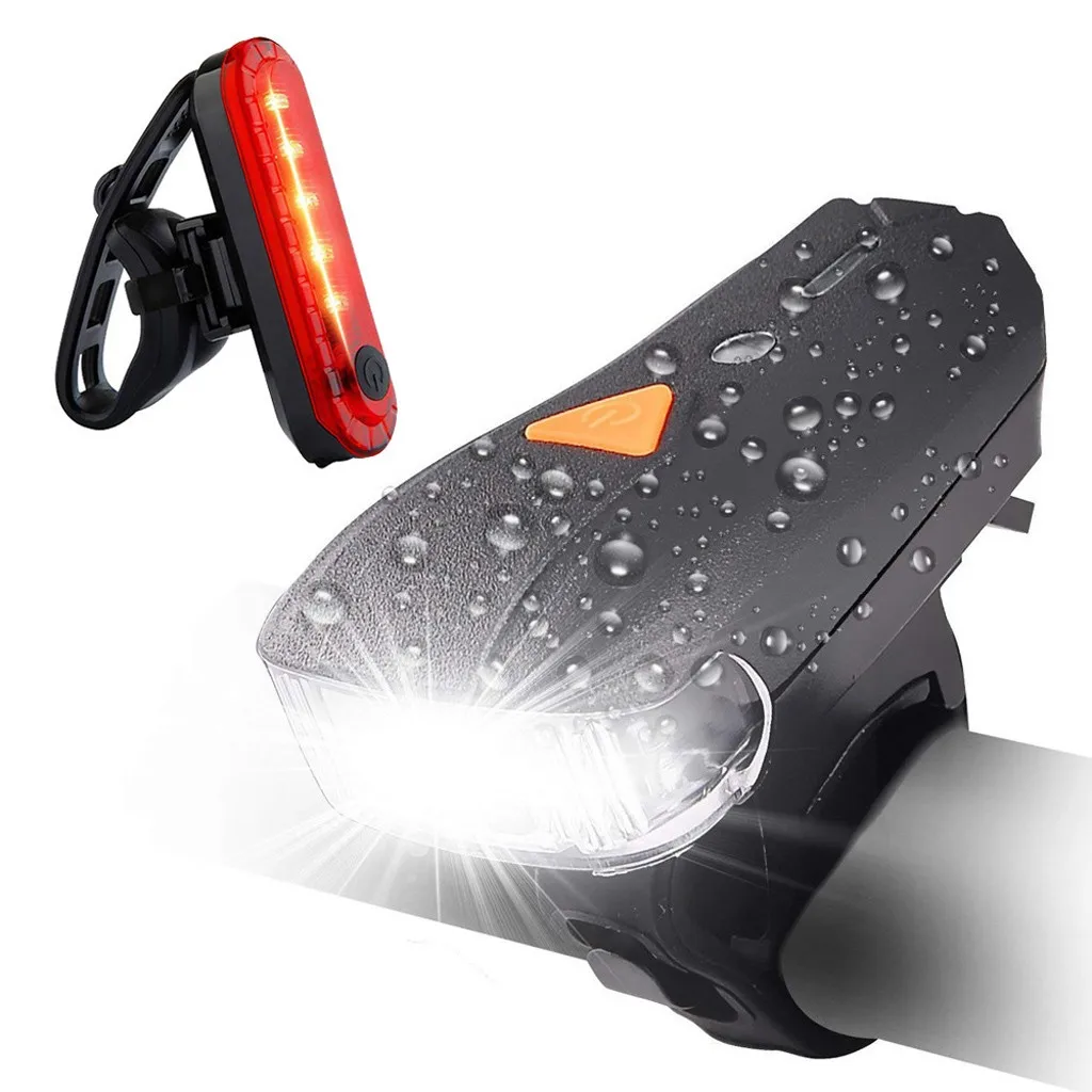 Фото Комплект светодиодных велосипедных фонарей водонепроницаемые перезаряжаемые