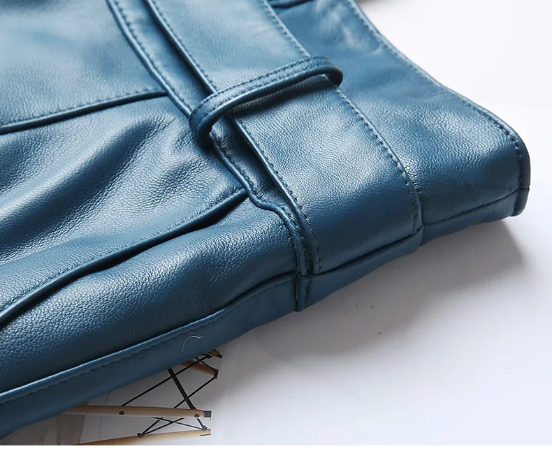 Real Genuine Leather Skirt Women 2020 New Midi High Waist Bodycon Skirt Office Ladies Pencil Skirt Belted Knee Length Plus Size