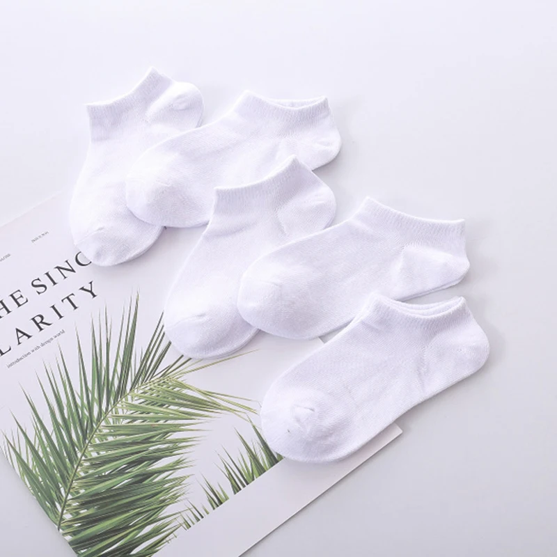 5 par/pack calcetines de beb&eacute; blancos chico corto primavera estilo s&oacute;lido calcetines para Ni&ntilde;os Ni&ntilde;as Ropa Accesorios-1