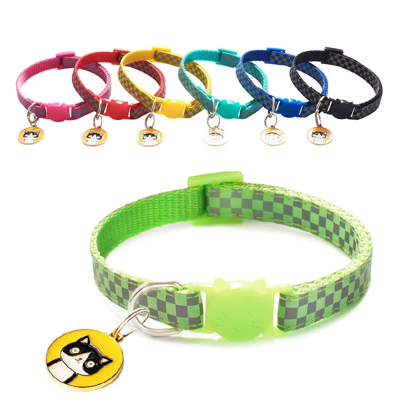 

1Pcs Reflective Cat Collar Personalized Dog Id Tag Necklace Accessories Anti-Lost Adjustable Size Cat Tag with Safety Buckle
