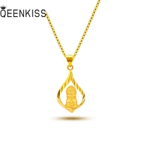 qeenkiss nc550 2021 fine jewelry wholesale fashion woman girl birthday wedding gift vintage buddha 24kt gold pendant necklaces