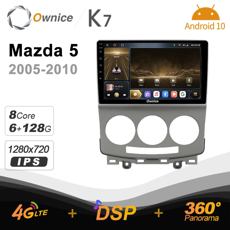 Автомагнитола Ownice K7 на Android 10 0 для Mazda 5 2005 2010 с поддержкой фронтальной камеры 4G LTE
