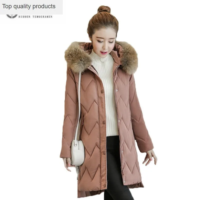 

2020 New Korean Down Cotton Thicker Warm Plus Size Parka Feminina Cotton Padded Jacket Female Mid Long Winter Coat Women J160