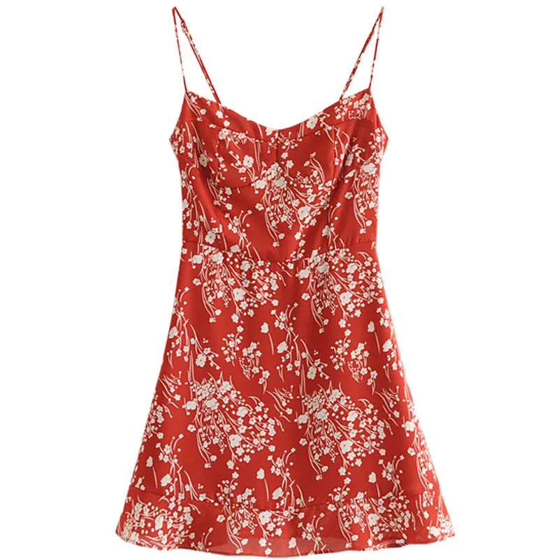 

Australian Pastoral Style Vintage Floral Suspender Dress Ins Style Blogger Thailand Island Holiday Girly Style Dress