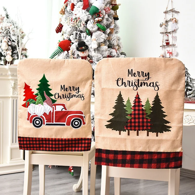

1 Pcs Linen Christmas Chair Cover, Dinner Chair Cap Chair Covers, for Christmas Decor