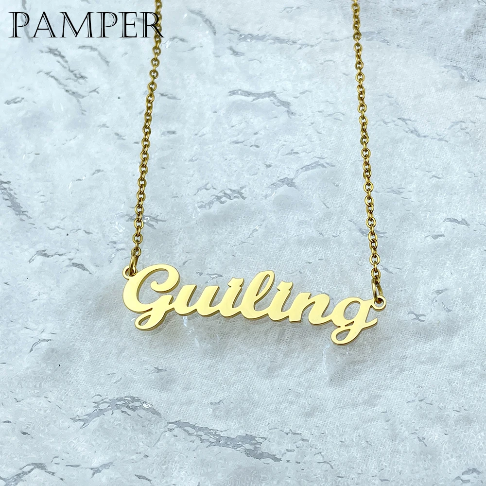 

PAMPER Custom Necklace With Name Dainty Personalized Nameplate Pendant Stainless Steel Jewelry For Women Girl Anniversary Gift