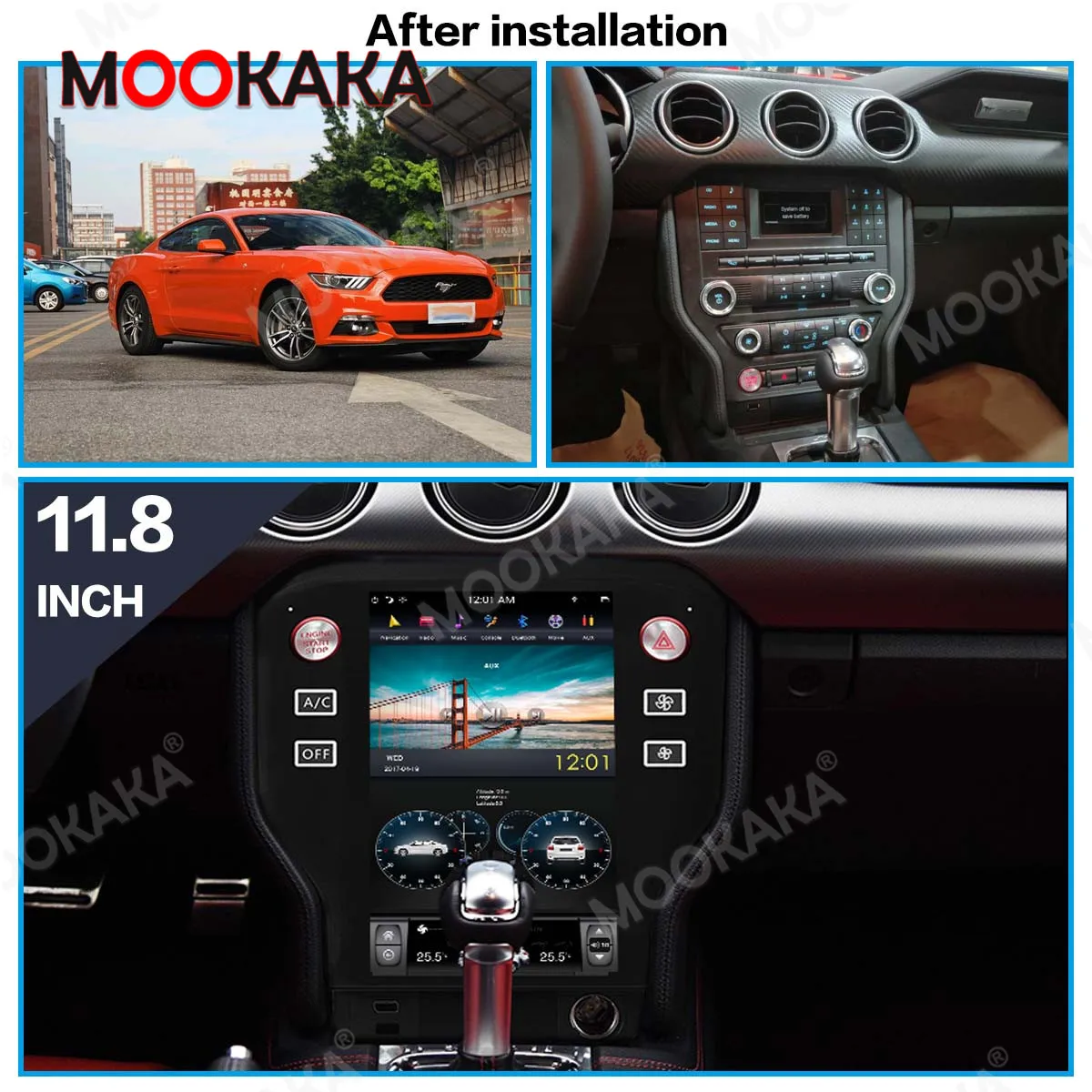 

For Ford Mustang 2015-2019 Android 9.0 Car Multimedia Player GPS Radio 128GB Vertical Screen Tesla Style Audio Stereo Head Unit