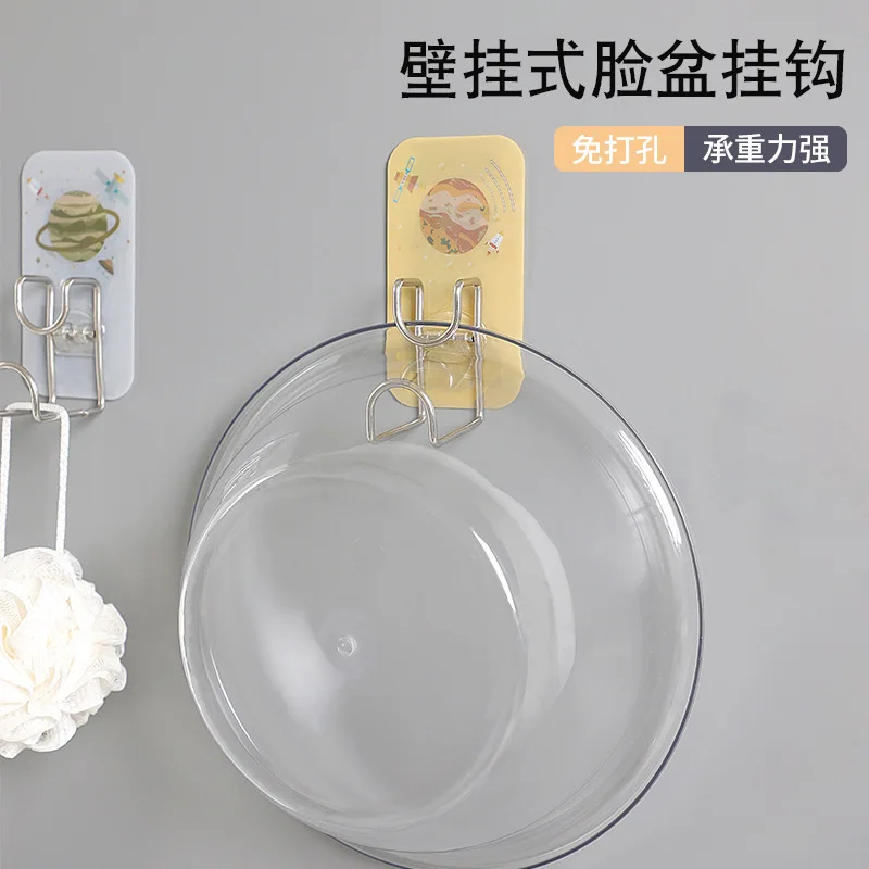 

3pcs/lot Punch-free Creative Strong Seamless Paste Washbasin Hook Stainless Steel Stand Bathroom Wall Nail-free Glue Hook