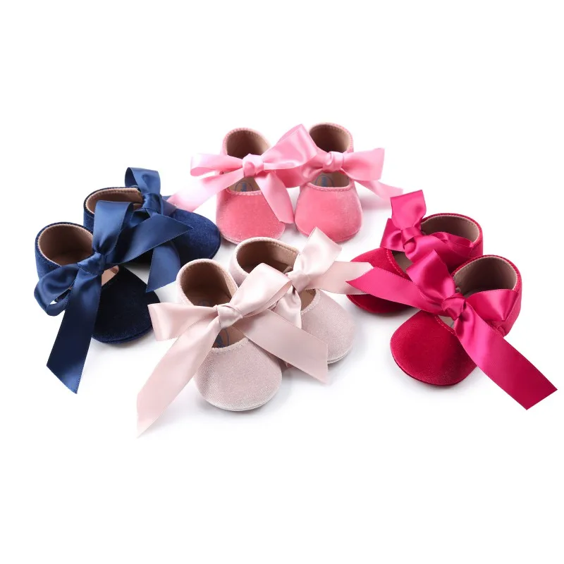 

LXA-Baby Girl Shoes Spring Shoes Bowknot Soft Non-slip Footwear Crib Cotton First Walker Newborn Baby Shoes