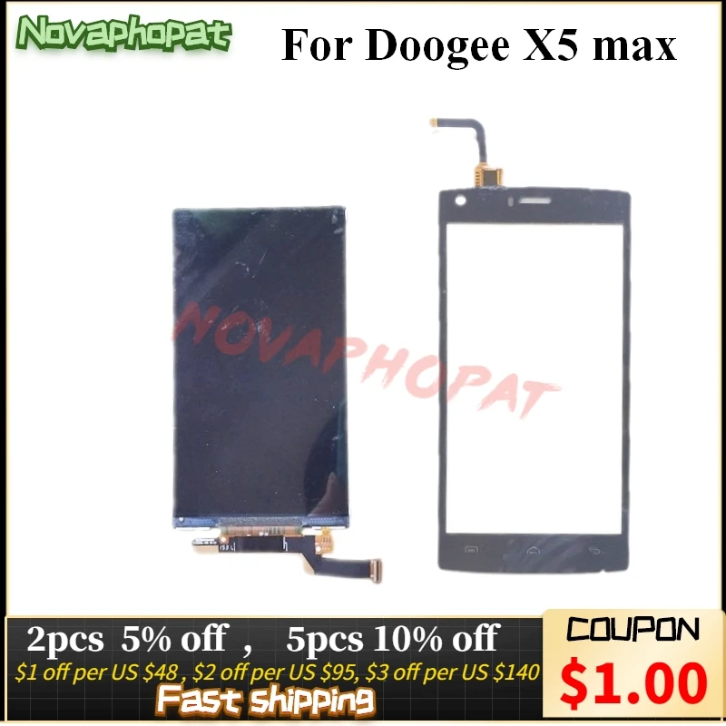 Novaphopat протестирован для Doogee X5 Max ЖК дисплей сенсорный экран дигитайзер Замена