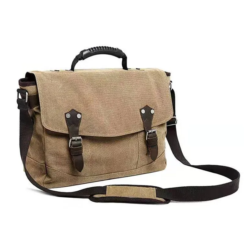 Meipitila canvas shoulder bag men's European and American leather computer bag multifunctional European and American handbag