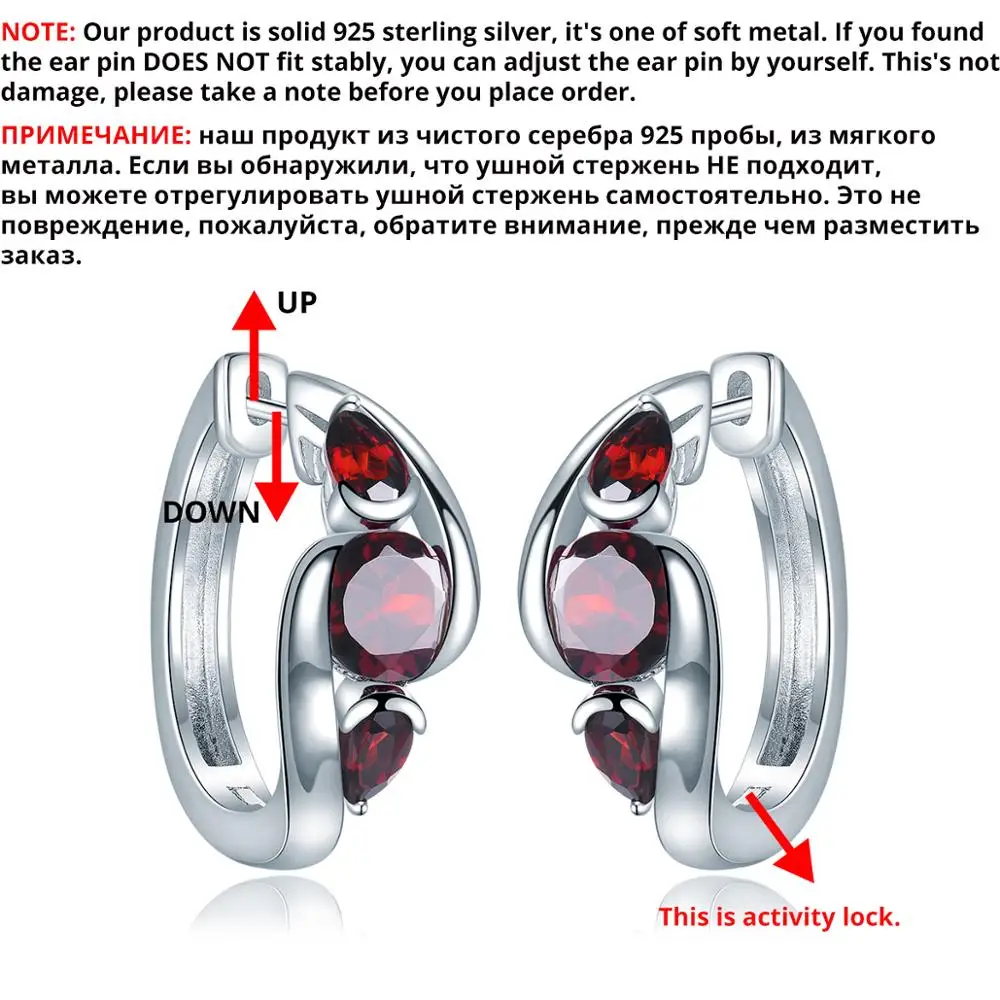 Hutang 2.85ct натуральный гранат женские серьги-кольца серебро 925 пробы красный
