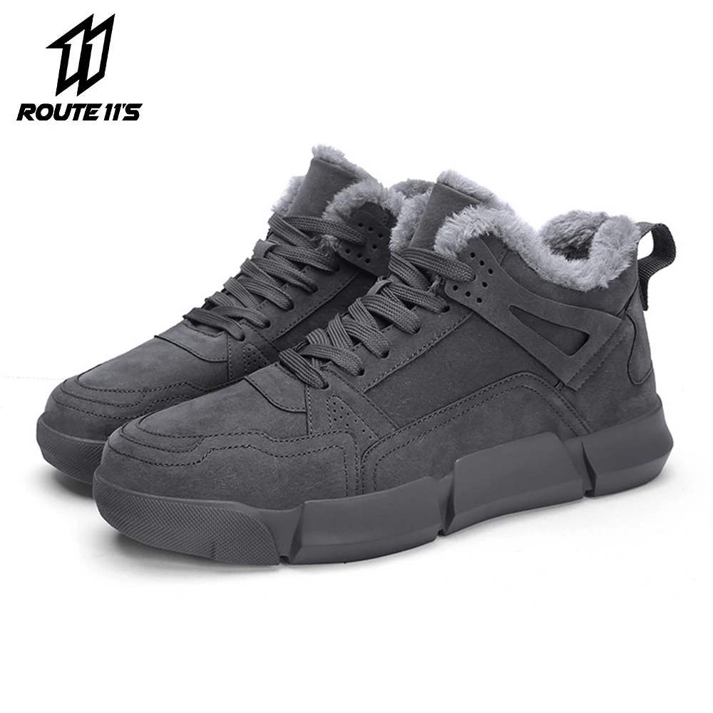 Мужские ботинки на флисовой подкладке теплые мотоциклетные плюшевая теплая