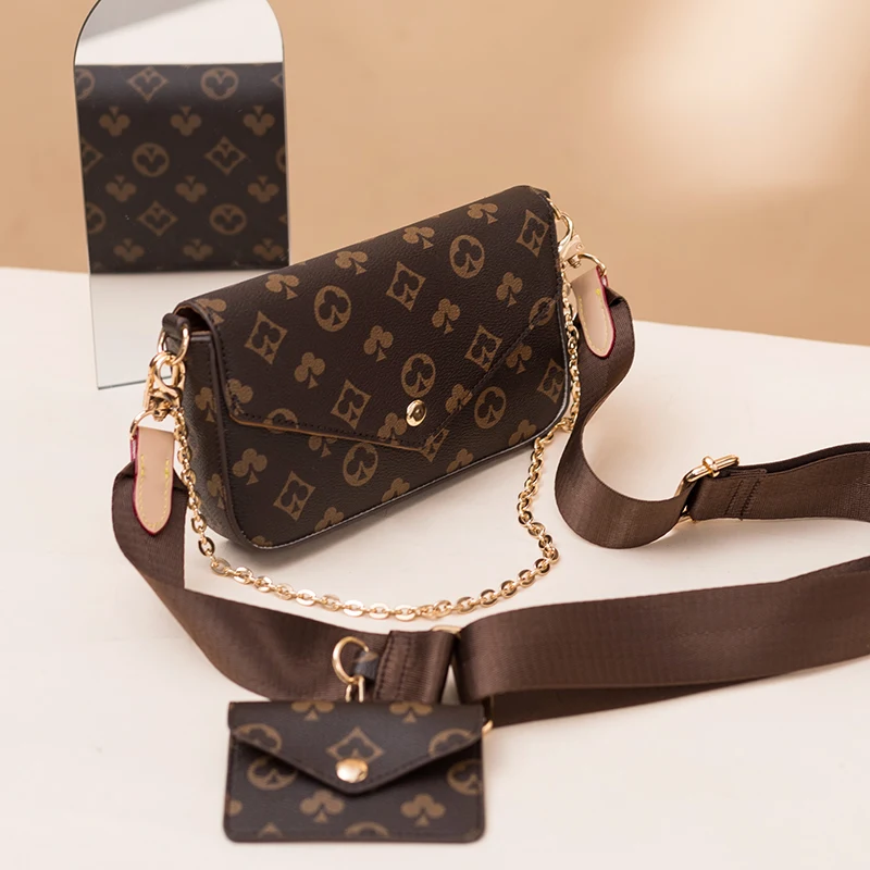 

Vintage Printing Handbag 2-IN-1 Fashion Brand Messenger Bags for Women Pu Leather Crossbody Bag Lady Small Purse Handbag Totes