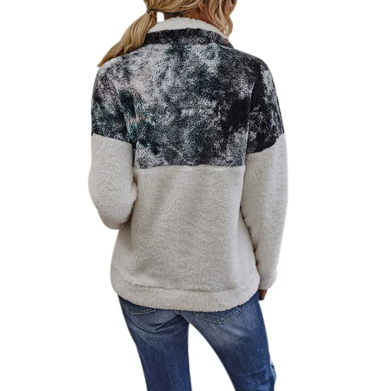 

Tie Dye Women's Chicken Sweatshirt Oversized Hooded Pullover Fluffy Feece Lady Autumn Winter Hoodies Female Warm Streetwear