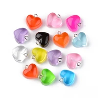 20pcs colorful transparent resin heart pendants charms for jewelry making diy necklace earrings crafts accessories 16 5x17x9 5mm