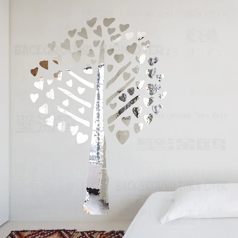 Зеркальные наклейки на стену Декор украшение для дома в виде сердца дерева