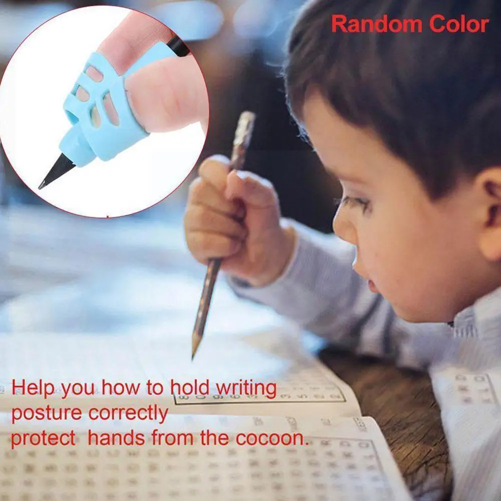

1PCS Two Finger Pen Holder Silicone Baby Learning Writing Pen Tool Children Writing Device Correction Stationery Writing F4M3