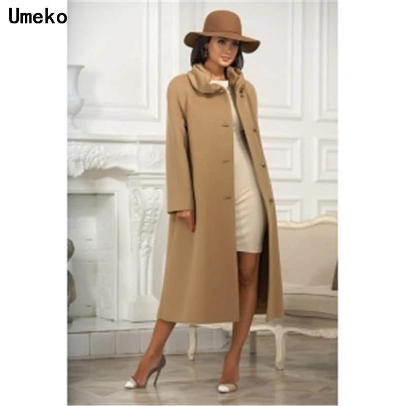 Новое зимнее женское пальто Umeko повседневное шерстяное Женское с отложным