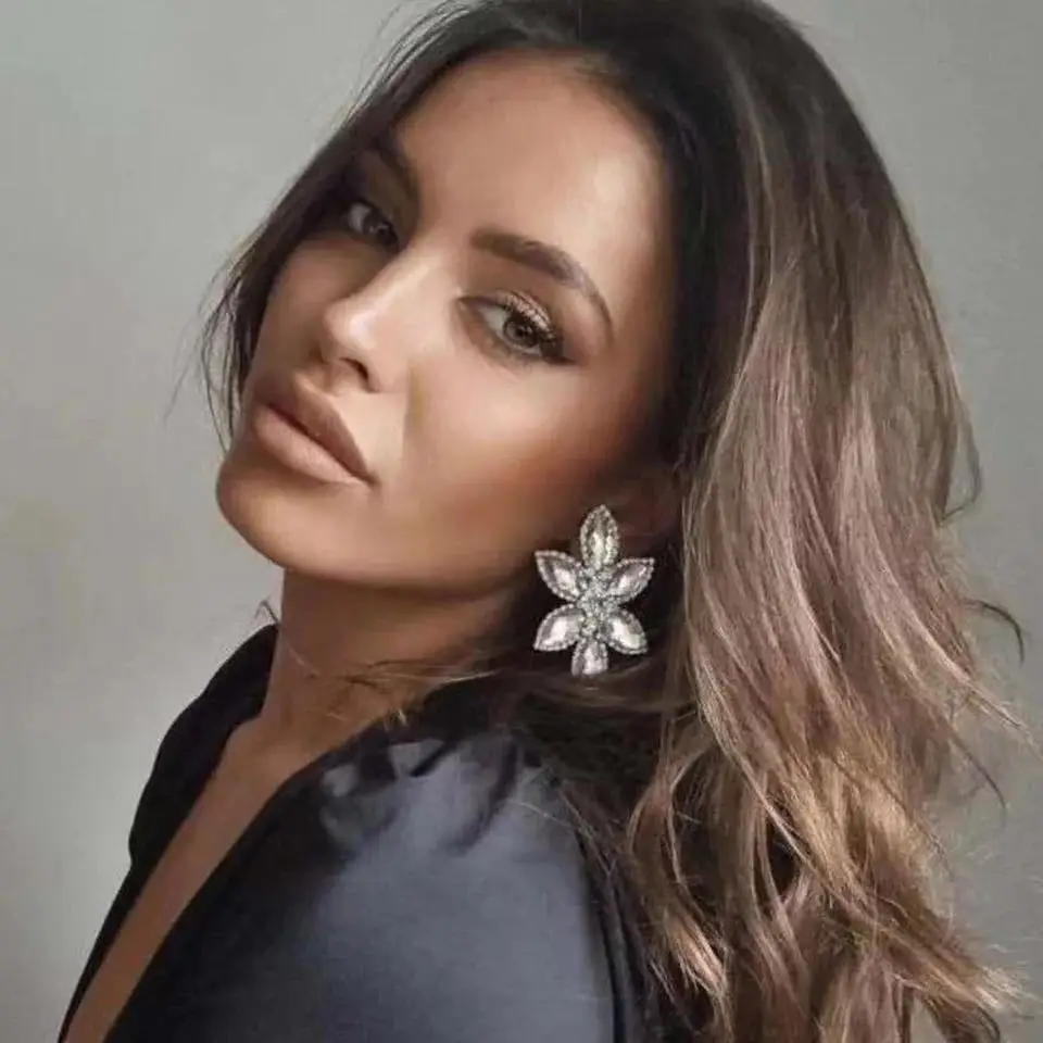 Модные роскошные женские серьги с инкрустацией из драгоценных камней