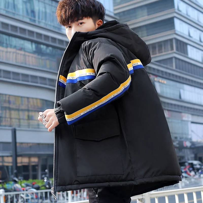 

Chic Men's Winter Jacket Mens Thicken Patchwork Outerwear Coats Male Hooded Parkas Warm Windproof Cotton Padded Brand Clothing