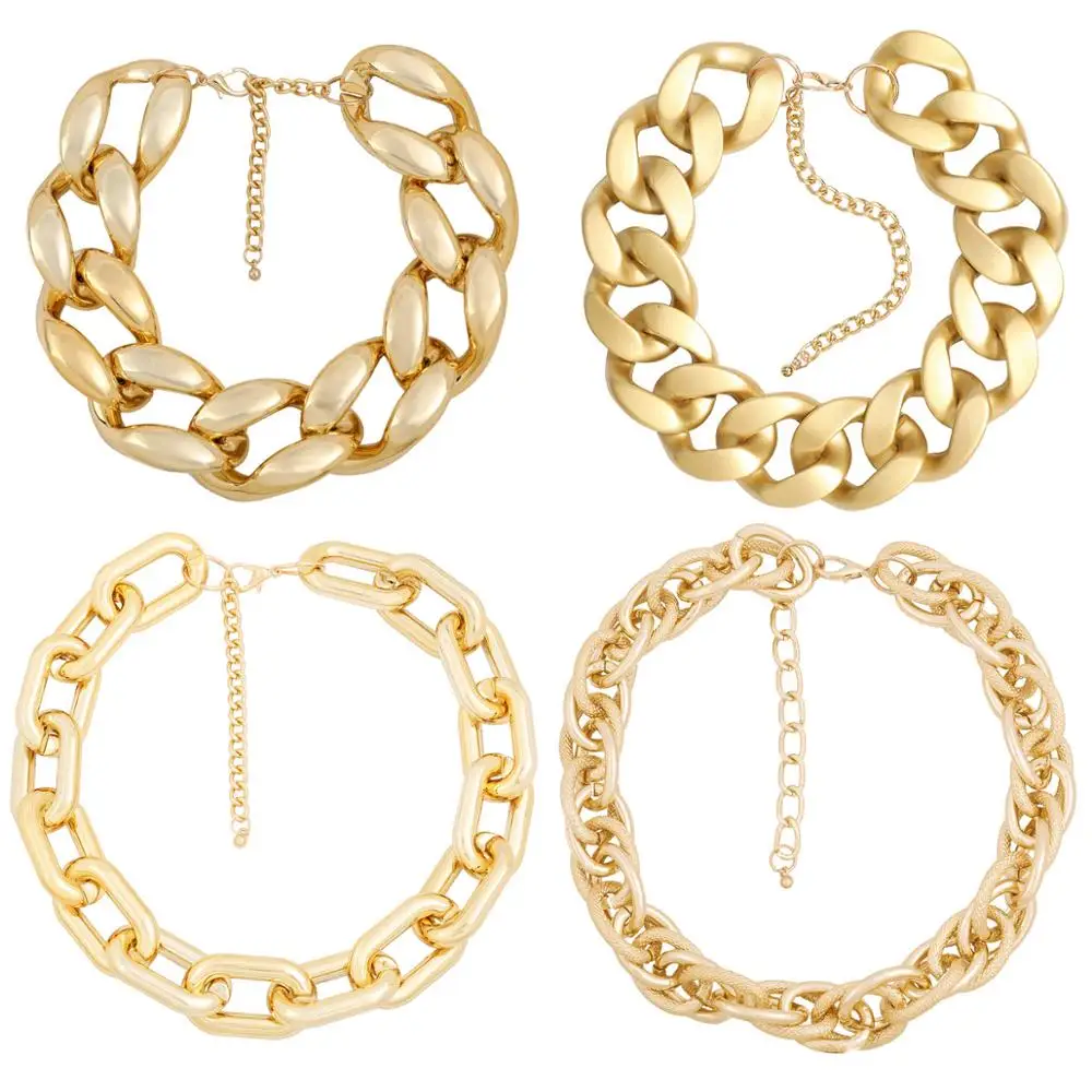 

2021 Punk Thick Chains Choker Necklace For Women Fashion Hip Hop Gothic Cuban Charm Metallic Statement Necklace