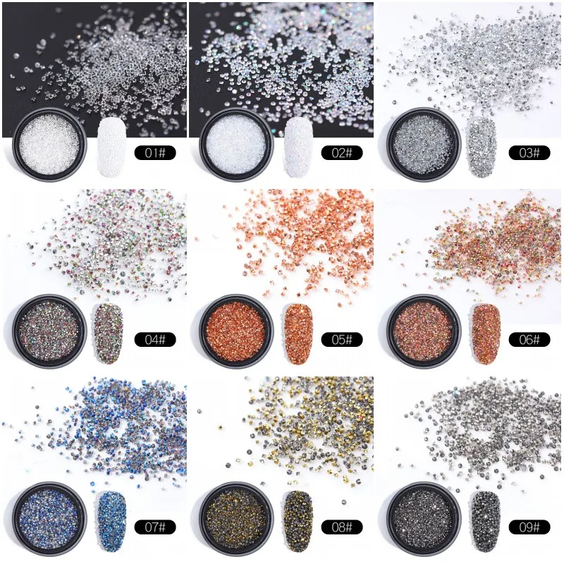 1 банка Циркон Стразы для украшения ногтей кристалл AB микро алмаз горный хрусталь