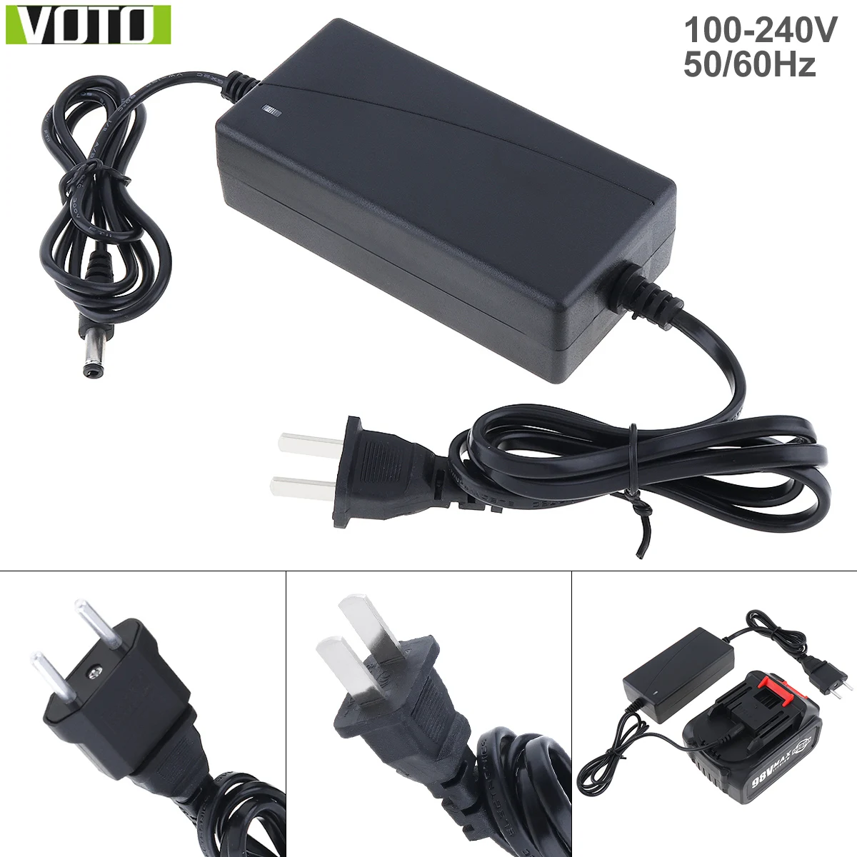 

VOTO 180cm 110-220v Universal Power Charger Adapter Power Supply Source for Lithium Electric Wrench Battery EU US Plug