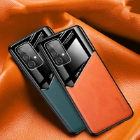 leather texure car magnetic holder phone cover for samsung galaxy a 32 a32 4g 5g case hard pc back cover for galaxy a32 coque