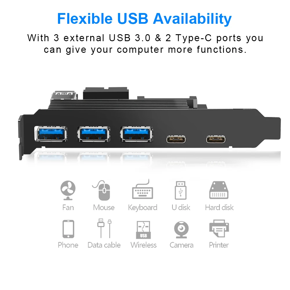 Rocketek USB 3.0 Type c PCI E плата расширения с 5 портами адаптер внешний контроллер Экспресс