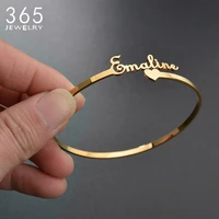 9 styles new stainless steel customized bangle personalized nameplate letter heart bracelet for women girl jewelry wedding gift