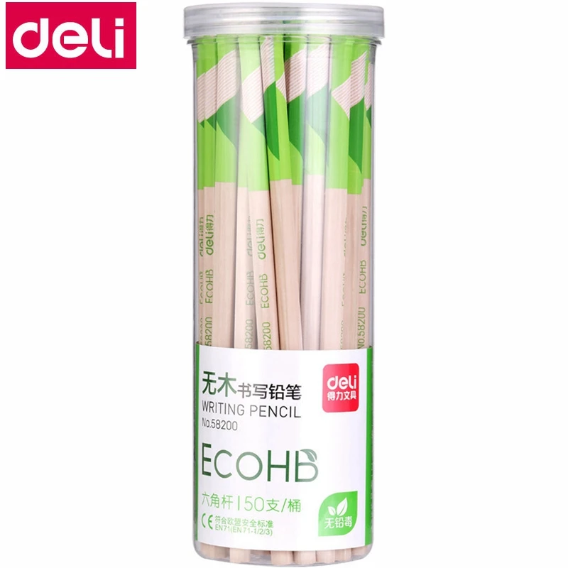 

50PCS/BOX Deli 58200 Plastic Pencil ECO HB Lead free non-toxic student pencils full box China Top brand Deli stationery