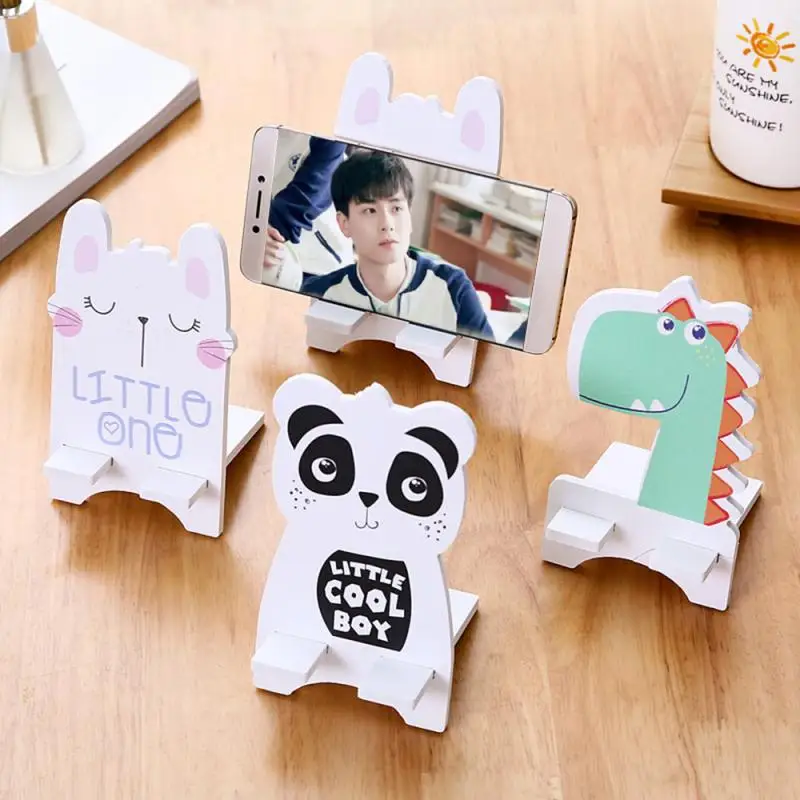 

Universal Wooden Cute Cartoon Rabbit Panda Dinosaur Phone Desk Stand Desktop Holder Lazy Bracket For All Smartphones