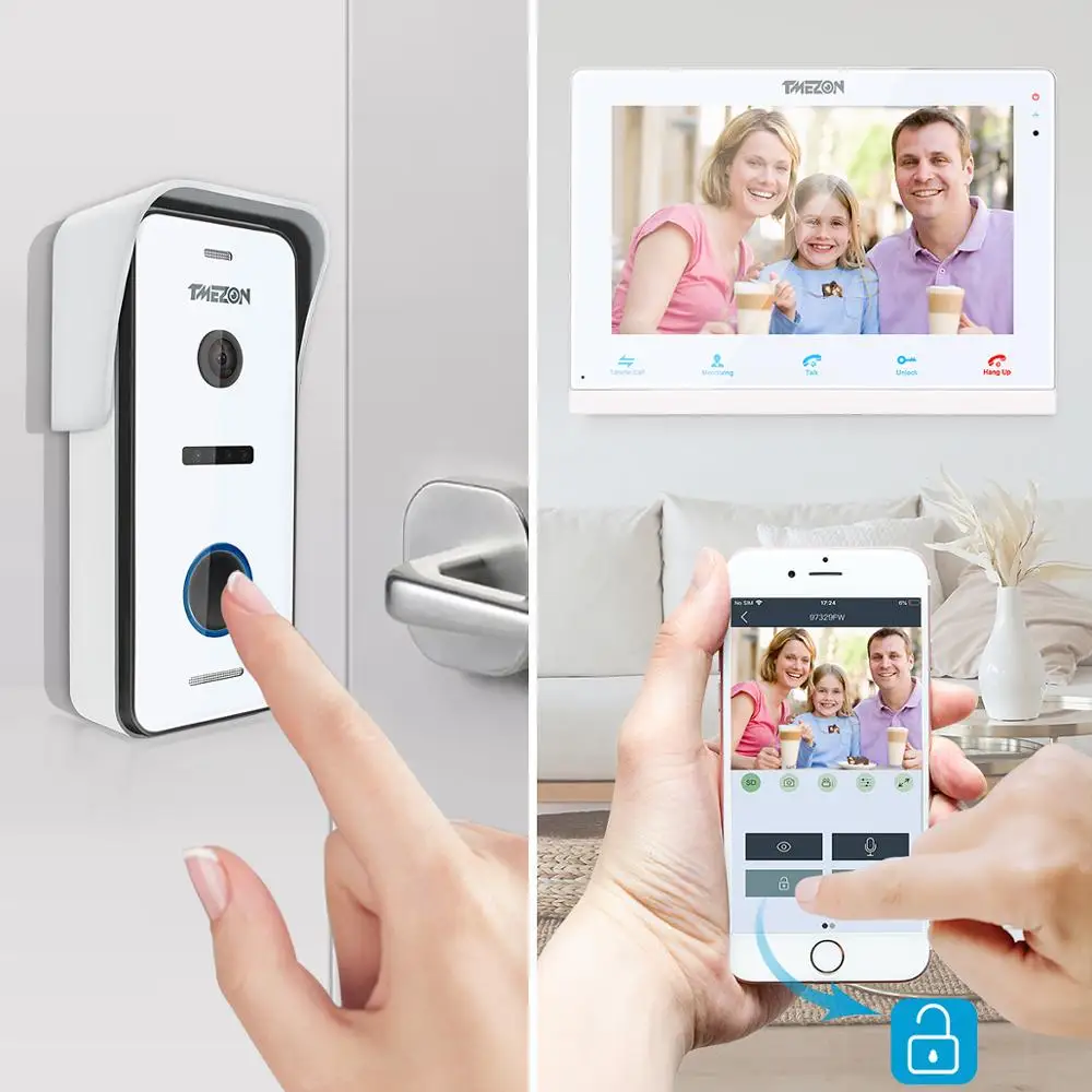 TMEZON tuya Беспроводной Wi Fi беспроводная IP видео дверной звонок Домофон Системы 10
