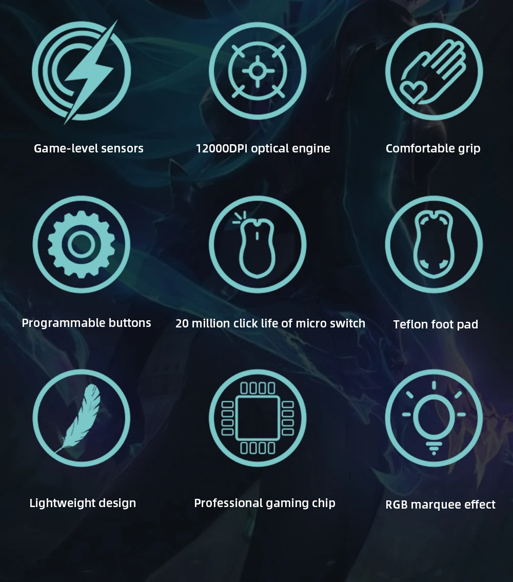 Новинка 2021 проводная оптическая игровая мышь Darmoshark M1 USB 8 клавиш RGB 12000DPI